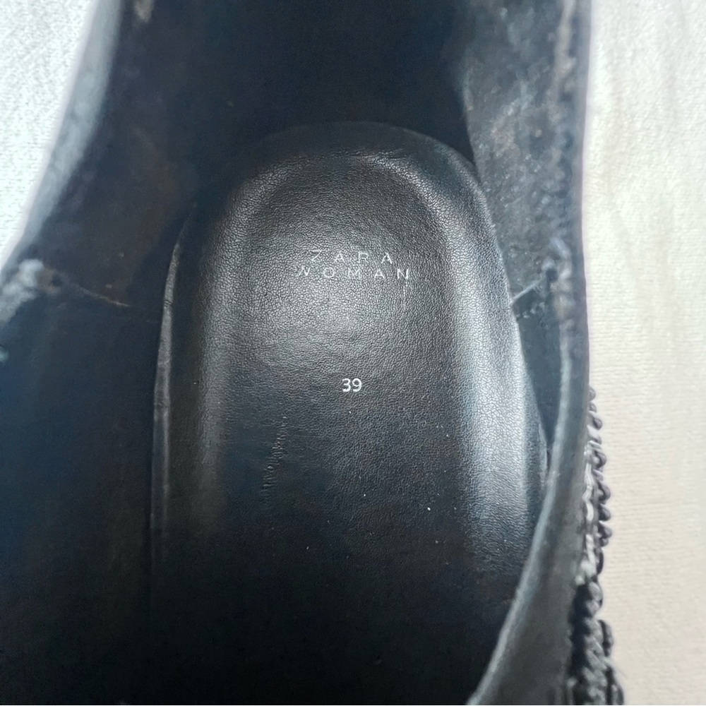 ZARA Black Satin Beaded Embellished Sneakers Trainers Lace Up Shoe Women’s 39‎ - Picture 12 of 15